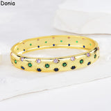 European American Zircon Emerald Open Bracelet Palace Jewelry