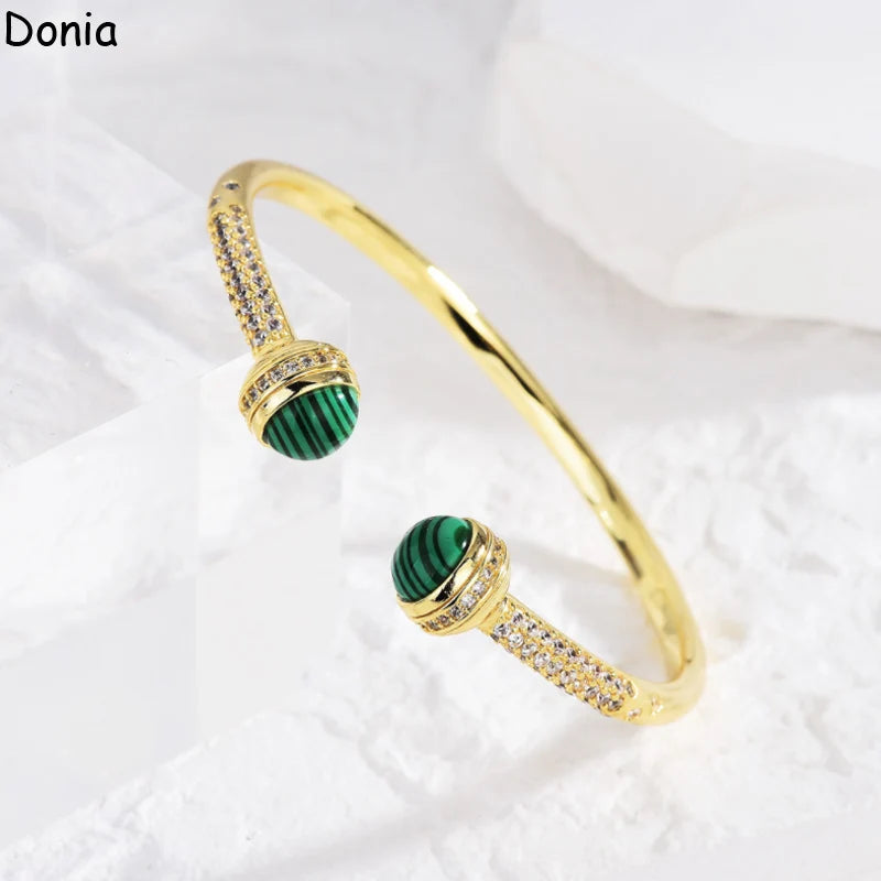 European American Zircon Emerald Open Bracelet Palace Jewelry