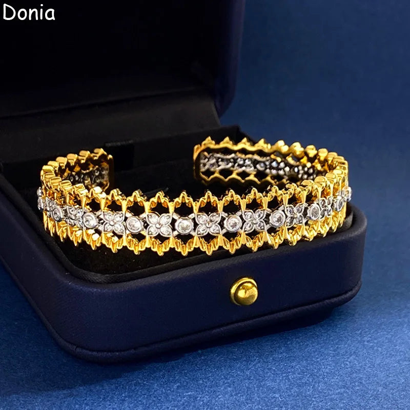 Donia Jewelry Zircon Lace Open Bracelet Palace Jewelry