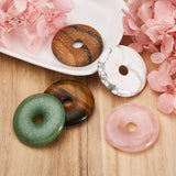 Natural Stone Donut/Pi Disc Pendants for DIY Jewelry Making