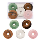 Natural Stone Donut/Pi Disc Pendants for DIY Jewelry Making