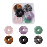Natural Stone Donut/Pi Disc Pendants for DIY Jewelry Making