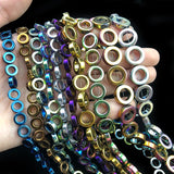 Hematite Natural Stone Circle Ring Beads for Jewelry Making DIY 8-14mm