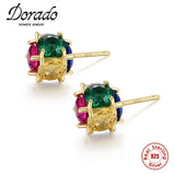 Colorful Zircon Ball Stud Earring 925 Silver