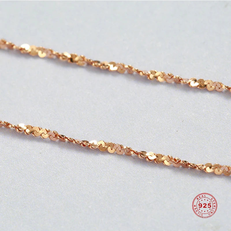 925 Sterling Silver Rose Chain Necklace Female