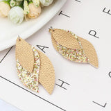 Bohemian PU Leather 3-layer Charms Sequined Leaf Earrings