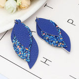 Bohemian PU Leather 3-layer Charms Sequined Leaf Earrings