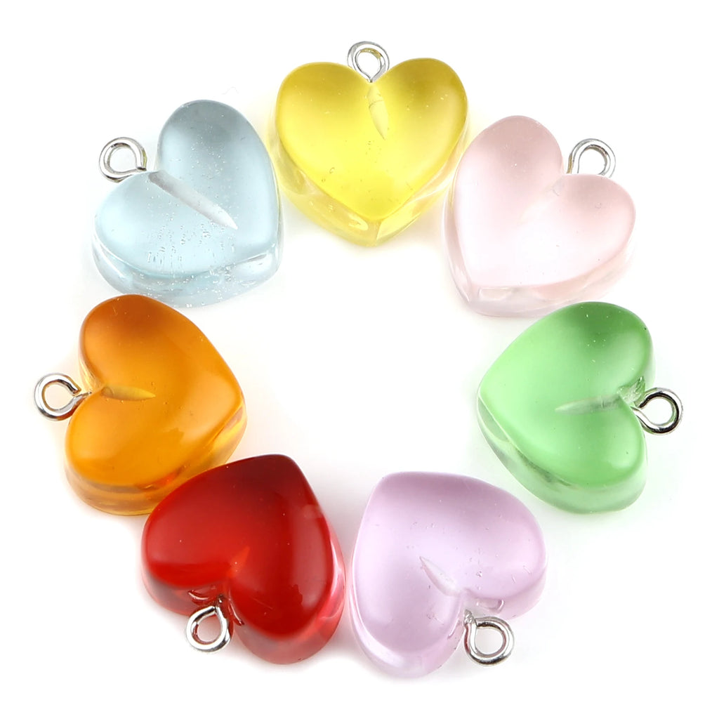 Peach Heart Resin Charms for DIY Jewelry 17x17mm,10 PCs