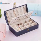 Double-Layer Velvet Jewelry Organizer Box PU Leather Gift Portable Jewelry Box