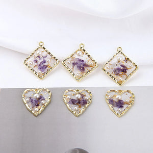 Doreen Box Resin Jewelry Flower Charms & Purple Pearl Pendants