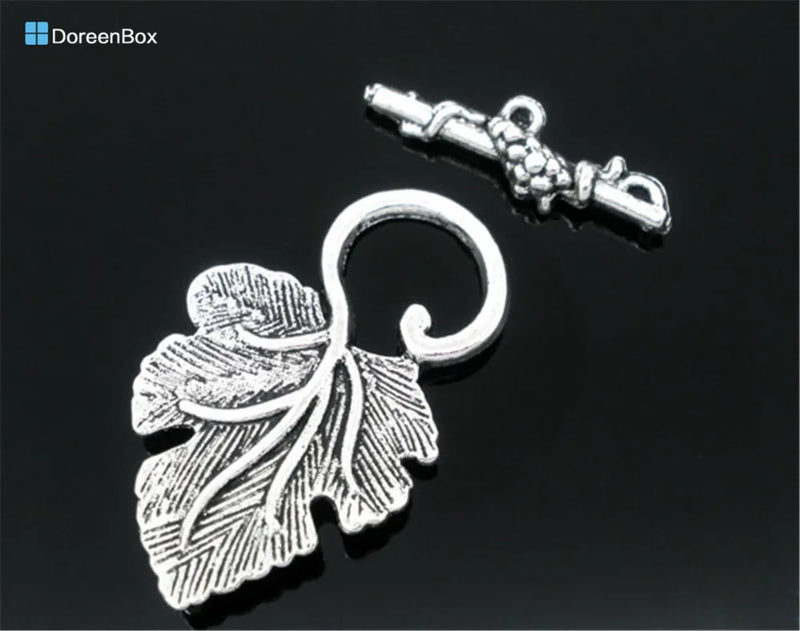 20 Sets Silver Grape Charm Toggle Clasps Findings