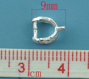30 Silver Leaf Pinch Bail Findings 9x7mm