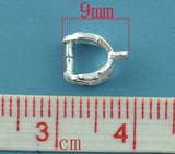30 Silver Leaf Pinch Bail Findings 9x7mm