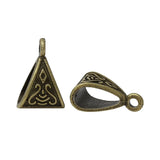 Bails Beads Triangle Antique Bronze Pattern Carved 15x10.5mm,100PCs