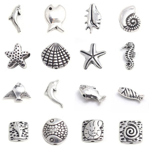 Ocean Animal Jewelry Beads Silver Shell Star Fish Seahorse DIY Findings