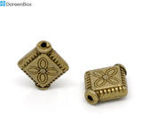 100 Bronze Flower Rhombus Spacer Beads 10x9mm