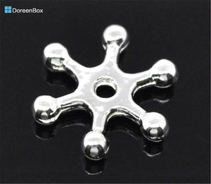 300 Silver Snowflake Spacer Beads 8x2mm