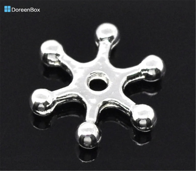 300 Silver Snowflake Spacer Beads 8x2mm