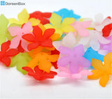 80Pcs Mixed Flower Frosted Acrylic Beads 28x7mm