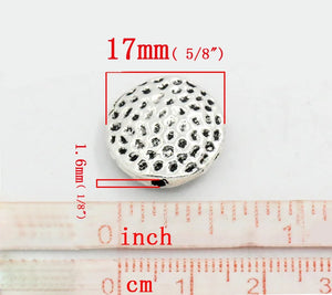 Flat Round Silver Spacers Beads 17mm Dia, 20PCs