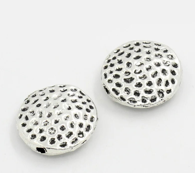 Flat Round Silver Spacers Beads 17mm Dia, 20PCs