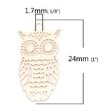 10 Copper Owl Charms 24mm x 13mm Filigree Animal Stamping Jewelry Accessory
