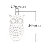 10 Copper Owl Charms 24mm x 13mm Filigree Animal Stamping Jewelry Accessory