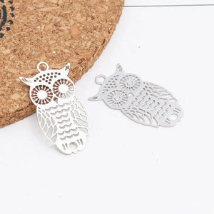 10 Copper Owl Charms 24mm x 13mm Filigree Animal Stamping Jewelry Accessory