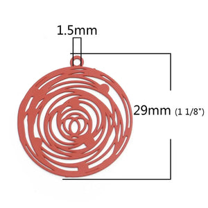 10 Colorful Round Filigree Copper Charms Pendant for DIY Jewelry Making