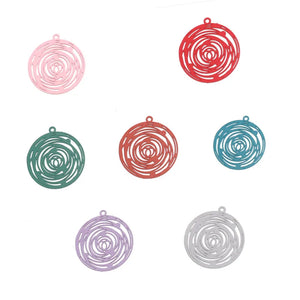 10 Colorful Round Filigree Copper Charms Pendant for DIY Jewelry Making