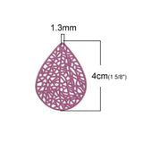 10 Copper Filigree Stamping Pendants Drop Charms 40x30mm