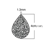10 Copper Filigree Stamping Pendants Drop Charms 40x30mm