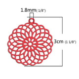 10 PCs Copper Flower of Life Filigree Pendants for DIY Jewelry Making