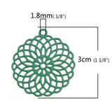 10 PCs Copper Flower of Life Filigree Pendants for DIY Jewelry Making