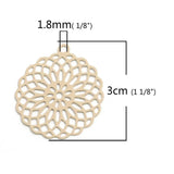 10 PCs Copper Flower of Life Filigree Pendants for DIY Jewelry Making