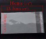 200 Clear Self Adhesive Seal Plastic Bags 16x10cm for Beads Jewelry Packing