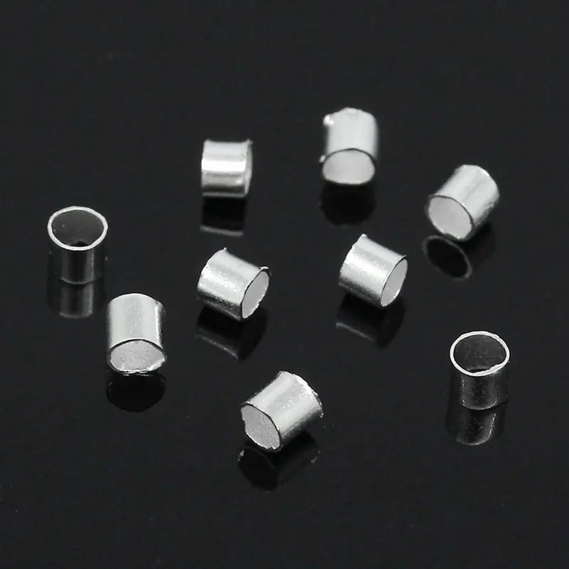 2mm Iron Alloy Crimp Beads Round Silver DIY Making Bracelets Charms Jewelry