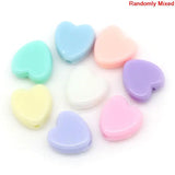300PCs Acrylic Pastel Heart Beads For DIY Jewelry Making 8mm x 8mm