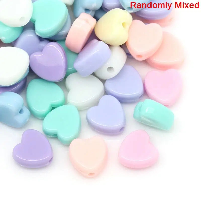 300PCs Acrylic Pastel Heart Beads For DIY Jewelry Making 8mm x 8mm