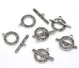 40 Sets Silver Pattern Toggle Clasps Findings (B11951), yiwu