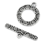 40 Sets Silver Pattern Toggle Clasps Findings (B11951), yiwu