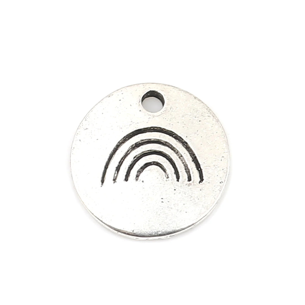 50 Zinc Alloy Round Antique Silver Pendants 12mm Dia
