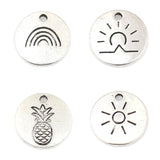 50 Zinc Alloy Round Antique Silver Pendants 12mm Dia