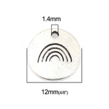 50 Zinc Alloy Round Antique Silver Pendants 12mm Dia