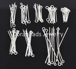 800 Pcs Silver Eye Pins Findings 0.7mm(21 gauge)