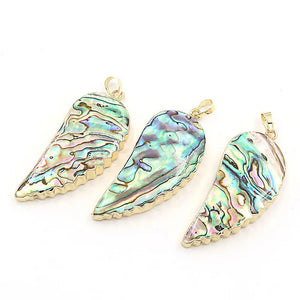 Abalone Shell Half Moon Pendant Necklace Multicolor 5.4cm x 2.4cm