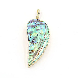 Abalone Shell Half Moon Pendant Necklace Multicolor 5.4cm x 2.4cm
