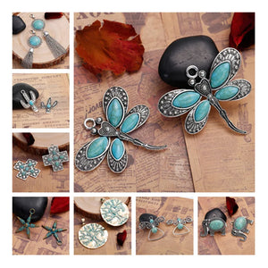 Alloy Pendants For Necklace Dragonfly Cactus Sea Turtle DIY Jewelry