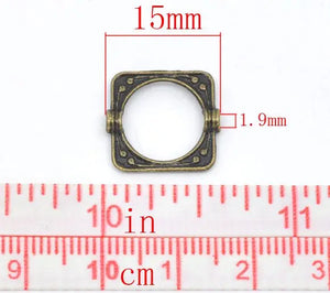 Antique Bronze Square Bead Frames 15x14mm