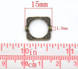 Antique Bronze Square Bead Frames 15x14mm
